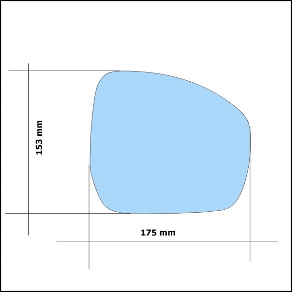 Vetro Specchio Retrovisore Azzuratto Asferico Lato Dx-Passeggero Per L.R Evoque I (L538) dal 2015>
