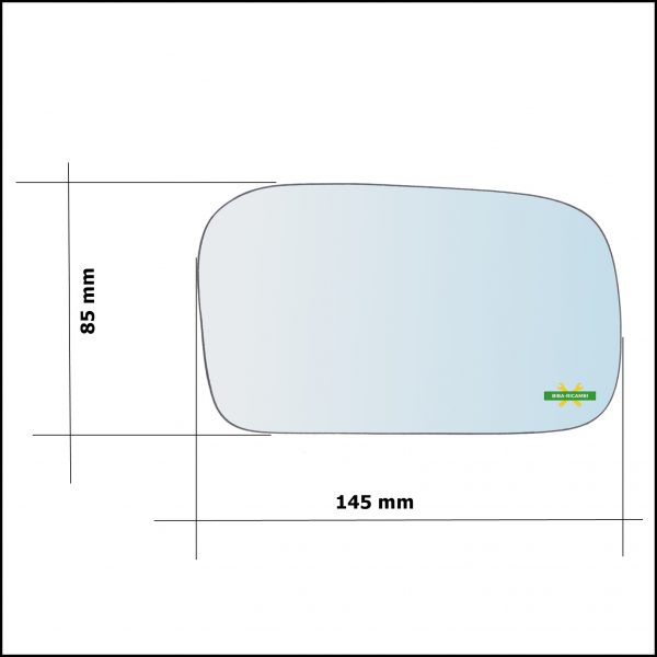 Vetro Specchio Retrovisore Asferico Lato Dx-Passeggero Per Nissan Sunny III (N14) dal 1990-1996