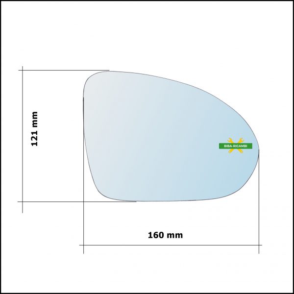 Vetro Specchio Retrovisore Cromato Lato Dx-Passeggero Per Smart ForFour I (454) dal 2004-2006