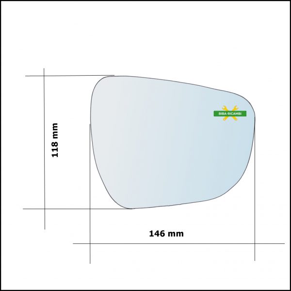 Vetro Specchio Retrovisore Lato Dx-Passeggero Per Suzuki Ignis III (MF) dal 2016>