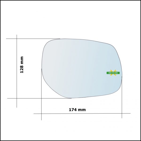 Vetro Specchio Retrovisore Asferico Lato Dx-Passeggero Per Infiniti Q60 dal 2013>