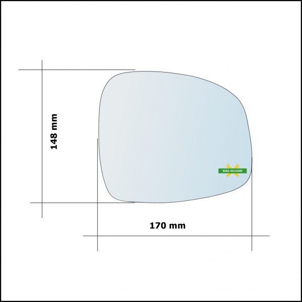Vetro Specchio Retrovisore Lato Sx-Guidatore Per Fiat Sedici (FY) solo dal 2012-2014