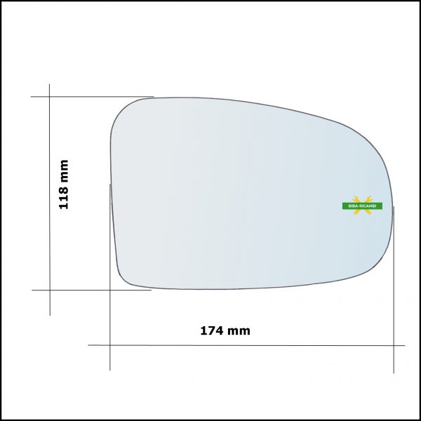 Vetro Specchio Retrovisore Lato Dx-Passeggero Per Toyota IQ (J1) dal 2008>