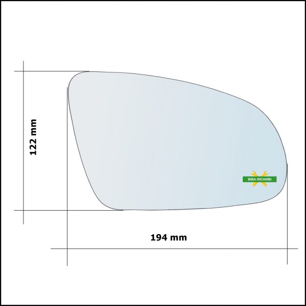 Vetro Specchio Retrovisore Lato Sx-Guidatore Per Hyundai Kona (OS) dal 2017>