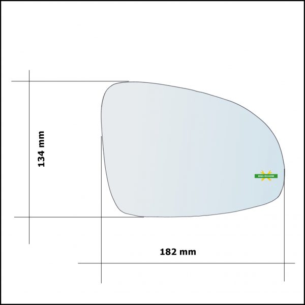 Vetro Specchio Retrovisore Asferico Lato Dx-Passeggero Per Kia Sportage IV (QL) dal 2015>