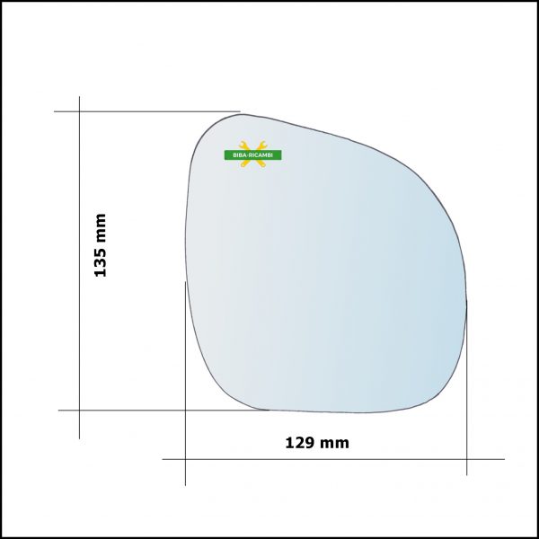 Vetro Specchio Retrovisore Lato Dx-Passeggero Per Citroen C3 I (FC) solo anno 2009