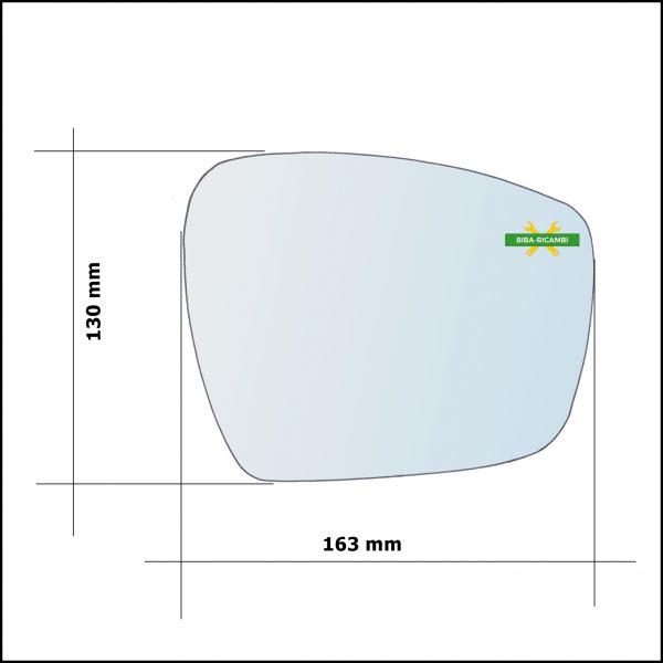 Vetro Specchio Retrovisore Asferico Lato Sx-Guidatore Per Ford Edge dal 2016>