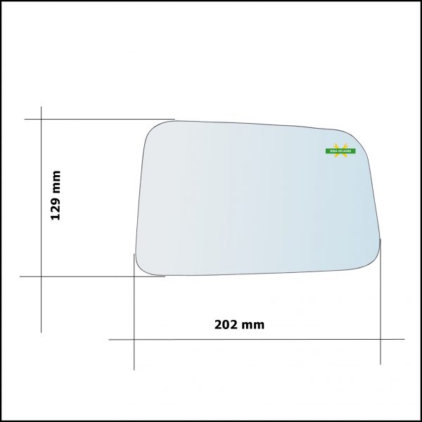 Vetro Specchio Retrovisore Asferico Lato Dx-Passeggero Per Ford Edge dal 2009-2012