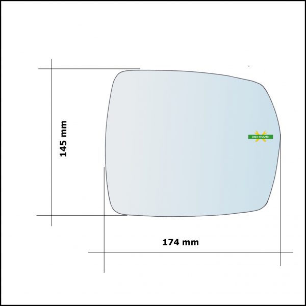 Vetro Specchio Retrovisore Asferico Lato Dx-Passeggero Per Ford Edge dal 2018>