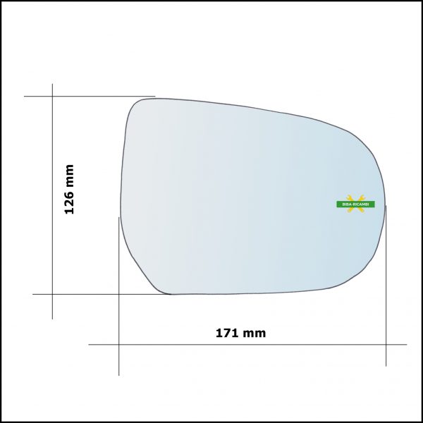 Vetro Specchio Retrovisore Asferico Lato Sx-Guidatore Per Ford Maverick dal 2001>