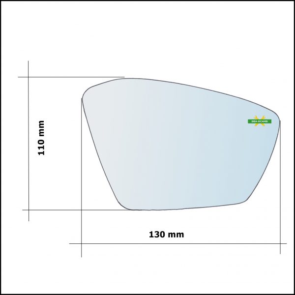 Vetro Specchio Retrovisore Asferico Lato Sx-Guidatore Per Skoda Scala dal 2019>