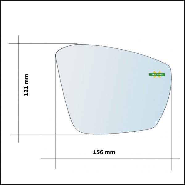 Vetro Specchio Retrovisore Asferico Lato Dx-Passeggero Per Skoda Octavia III (5E) dal 2012>