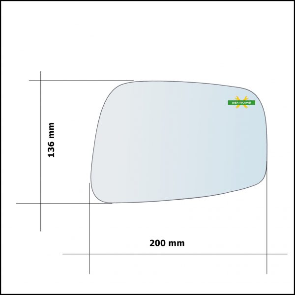 Vetro Specchio Retrovisore Lato Sx-Guidatore Per Nissan Navara (D40) dal 2004-2007