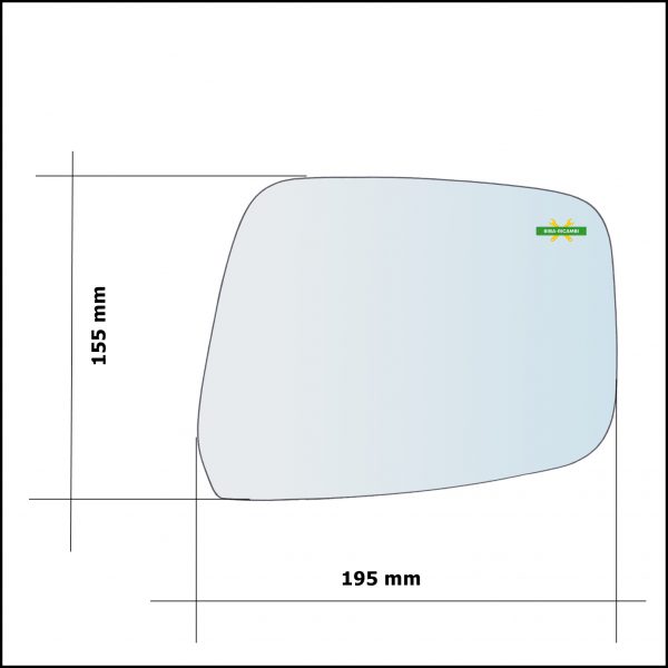 Vetro Specchio Retrovisore Asferico Lato Dx-Passeggero Per Nissan Navara (D40) solo dal 2007-2013