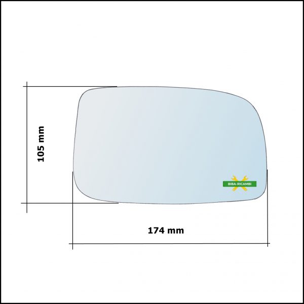 Vetro Specchio Retrovisore Cromato Lato Dx-Passeggero Per Toyota Prius II (W2) dal 2003-2009