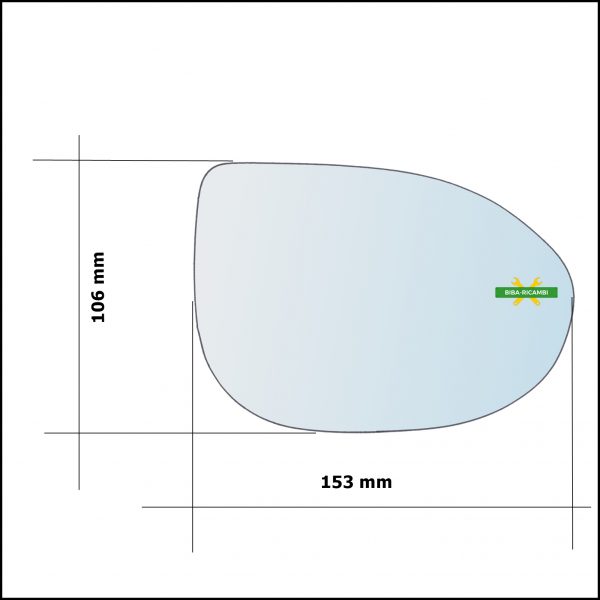 Vetro Specchio Retrovisore Asferico Lato Dx-Passeggero Per Mazda MX-5 IV (ND) dal 2015>