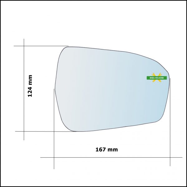 Vetro Specchio Retrovisore Asferico Lato Dx-Passeggero Per Ford Mondeo V dal 2012>