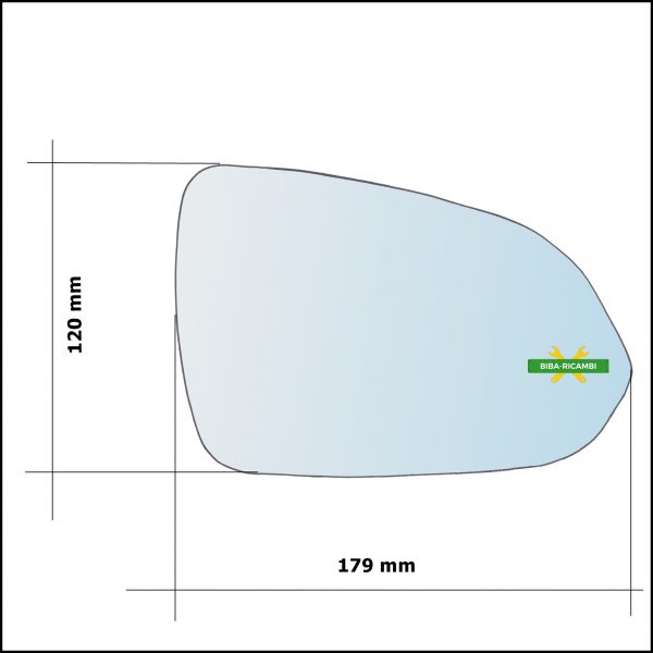Vetro Specchio Retrovisore Asferico Lato Dx-Passeggero Per Kia Stonic (YB) dal 2017>