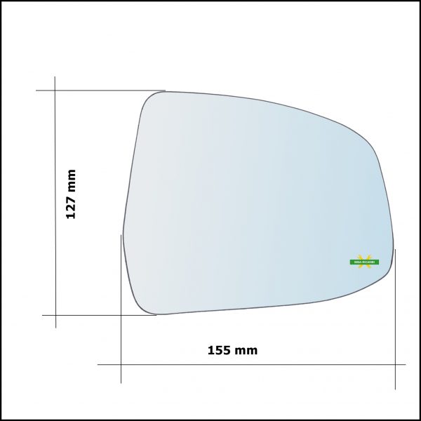 Vetro Specchio Retrovisore Asferico Lato Dx-Passeggero Per Ford Mondeo IV (BA7) dal 2007-2013