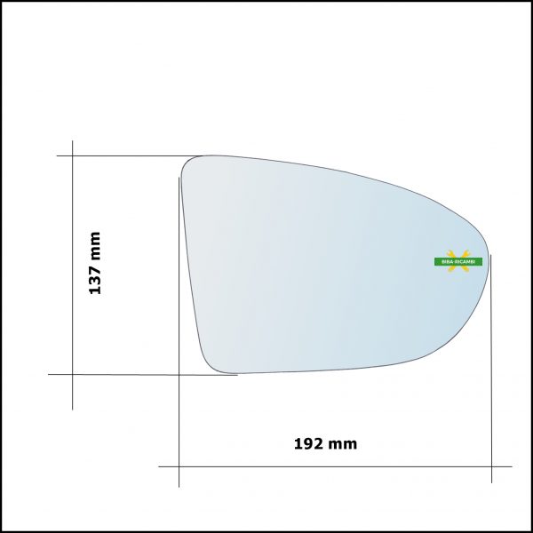 Vetro Specchio Retrovisore Asferico Lato Dx-Passeggero Per Nissan Qashqai +2 I (J10) dal 2006-2014