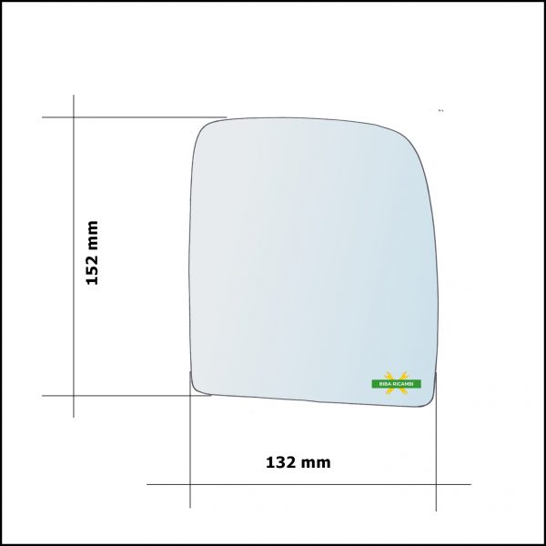 Vetro Specchio Retrovisore Asferico Lato Dx-Passeggero Per Fiat Scudo II (270) dal 2007>