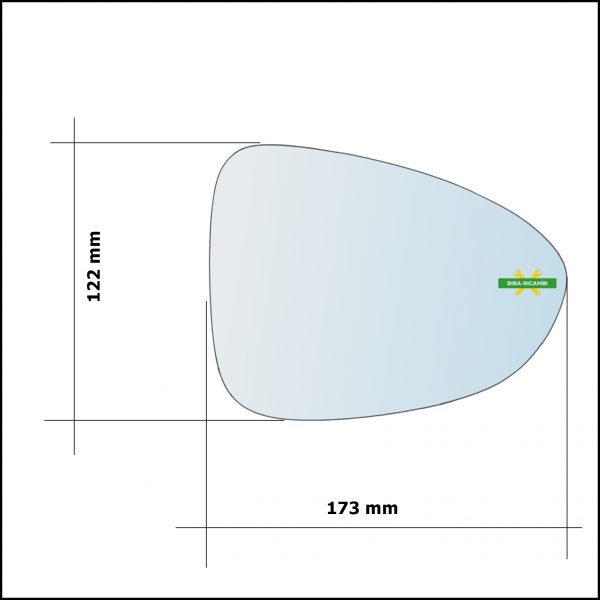 Vetro Specchio Retrovisore Asferico Lato Dx-Passeggero Per Opel Zafira C (P12) dal 2011>