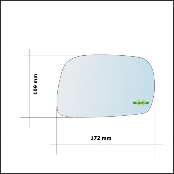 Vetro Specchio Retrovisore Lato Dx-Passeggero Per Suzuki Ignis I (FH) dal 2000-2005