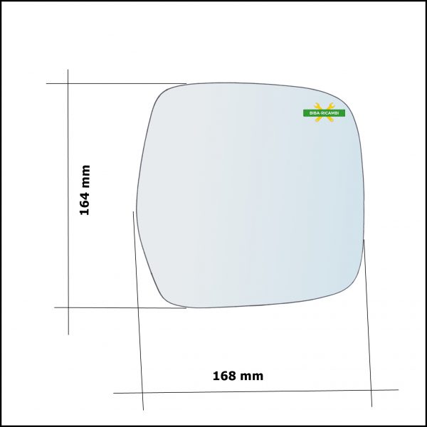 Vetro Specchio Retrovisore Asferico Lato Dx-Passeggero Per Toyota Land Cruiser 100 (J1) dal 1998-2008