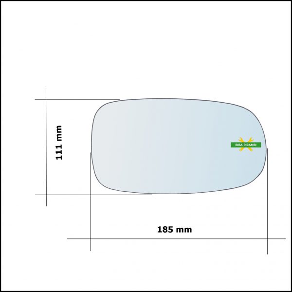 Vetro Specchio Retrovisore Lato Dx-Passeggero Per Daihatsu Cuore VI (L251) dal 2003>