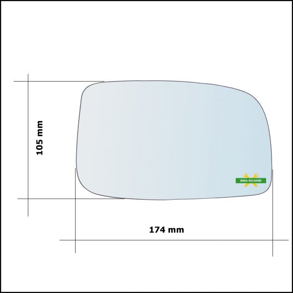 Vetro Specchio Retrovisore Asferico Lato Sx-Guidatore Per Daihatsu Sirion (M3) dal 2005-2011