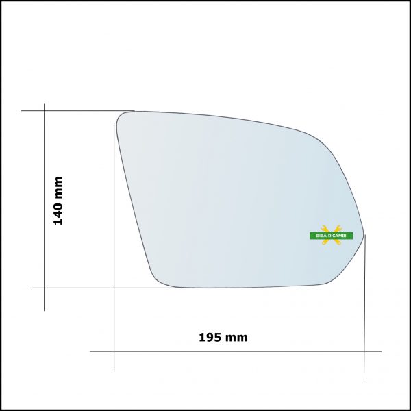 Vetro Specchio Asferico Retrovisore Lato Sx-Guidatore Per Mercedes Classe V | Vito (W447) dal 2014>