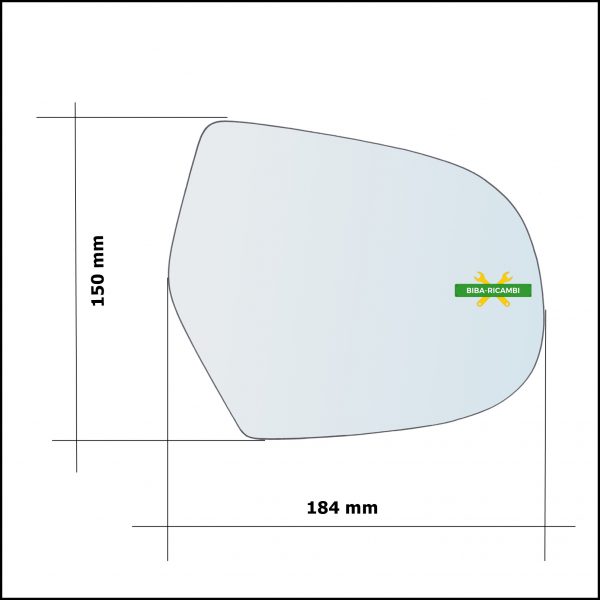 Vetro Specchio Retrovisore Asferico Lato Dx-Passeggero Per Great Wall Hover dal 2005-2011