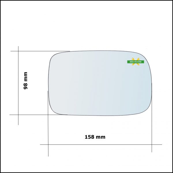 Vetro Specchio Retrovisore Asferico Lato Dx-Passeggero Per Skoda Felicia I (6U) dal 1994-2001