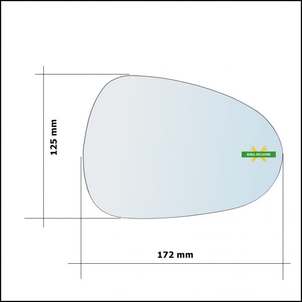 Vetro Specchio Retrovisore Asferico Lato Dx-Passeggero Per Seat Leon II (1P1) solo dal 2009-2012