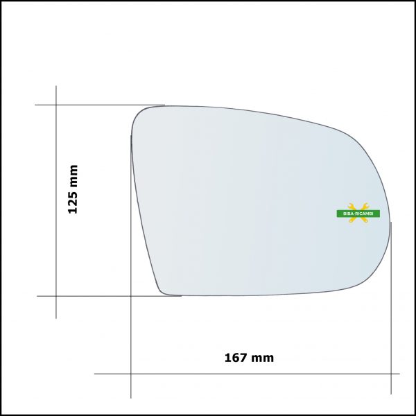 Vetro Specchio Retrovisore Lato Dx-Passeggero Per Jeep Compass II (MP) dal 2016>