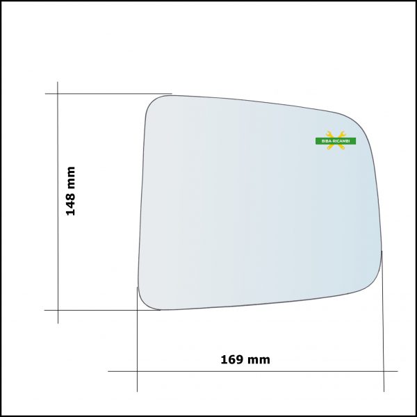 Vetro Specchio Retrovisore Asferico Lato Sx-Guidatore Per Ford Ranger II (ET) dal 2005-2012