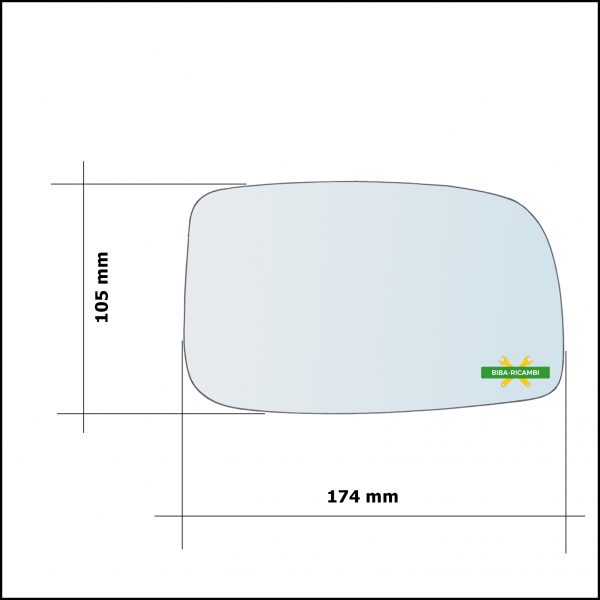 Vetro Specchio Retrovisore Asferico Lato Dx-Passeggero Per Toyota Prius II (W2) dal 2003-2009