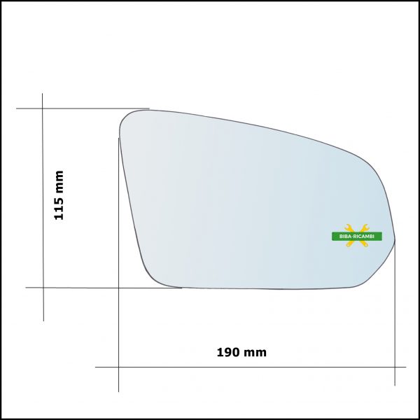 Vetro Specchio Retrovisore Asferico Lato Dx-Passeggero Per Volvo V60 II (225) dal 2018>