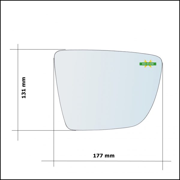 Vetro Specchio Retrovisore Asferico Lato Dx-Passeggero Per Kia Venga (YN) dal 2010>