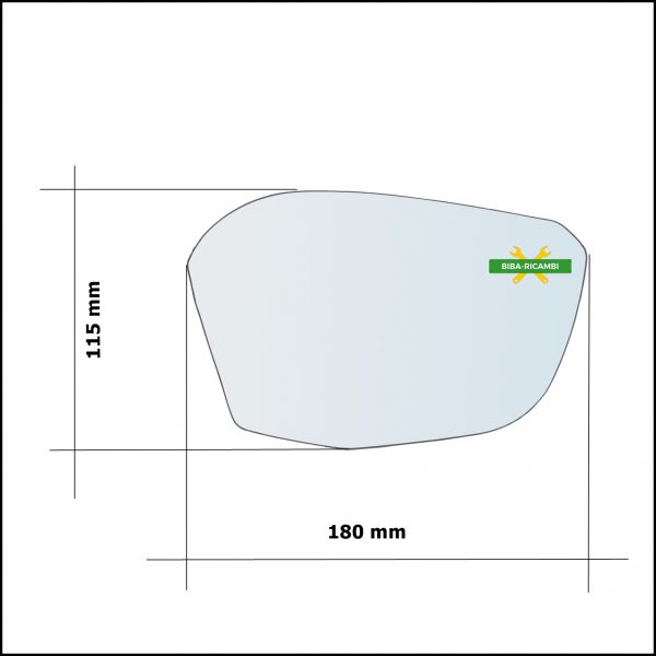 Vetro Specchio Retrovisore Asferico Lato Dx-Passeggero Per Citroen C4 III (BA) dal 2020>