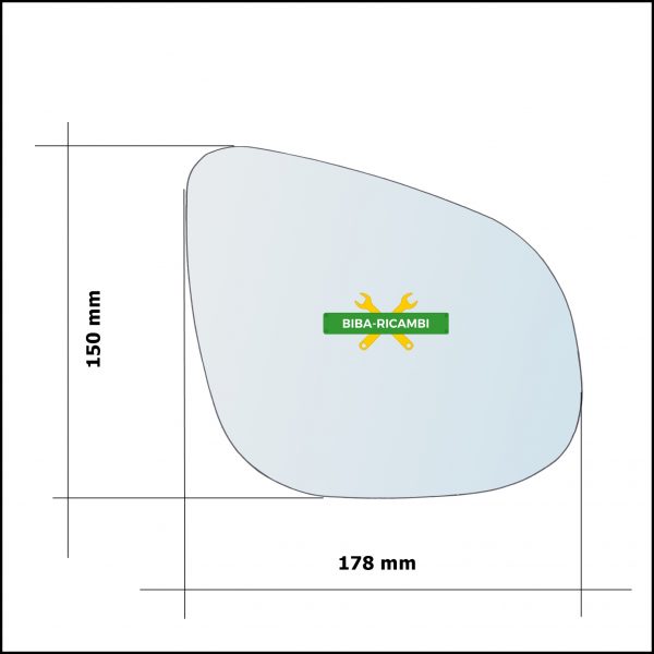 Vetro Specchio Retrovisore Asferico Lato Dx-Passeggero Per Mercedes Citan Combi (415) dal 2012>