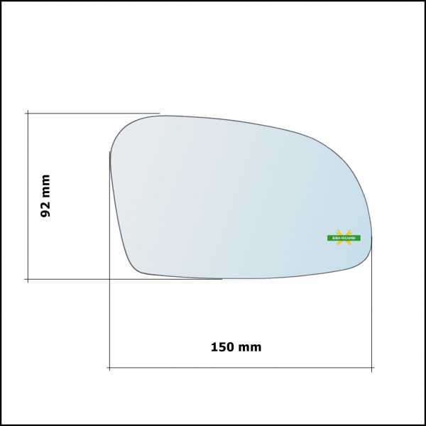 Vetro Specchio Retrovisore Asferico Lato Sx-Guidatore Per Citroen Saxo (S0) dal 1996-2004