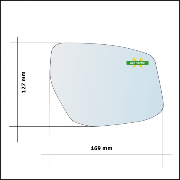 Vetro Specchio Retrovisore Asferico Lato Sx-Guidatore Per Nissan Pulsar III (C13) dal 2012>