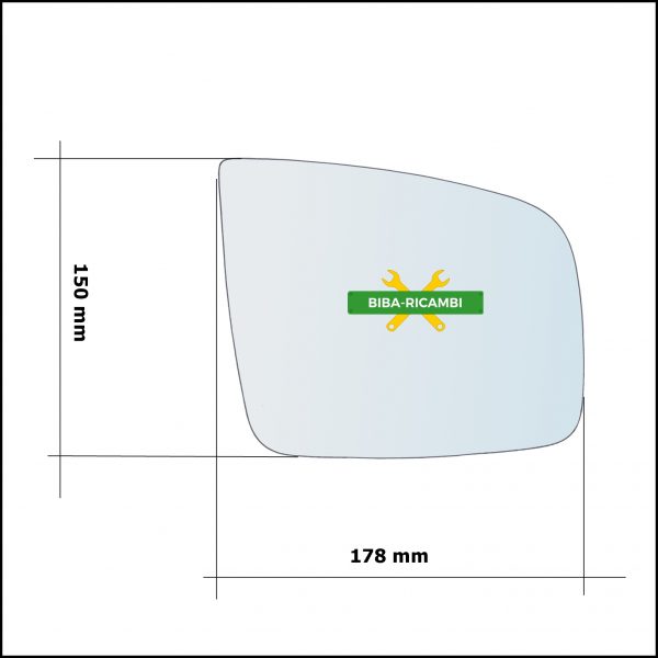 Vetro Specchio Retrovisore Asferico Lato Sx-Guidatore Per Mercedes Viano (W639) solo dal 2011-2013