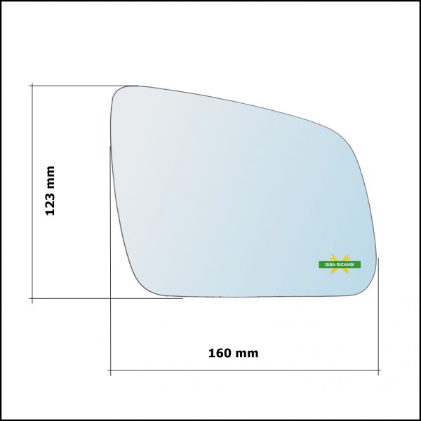 Vetro Specchio Retrovisore Asferico Lato Sx-Guidatore Per Mercedes Benz Classe C (W204,S204) solo dal 2007-2011