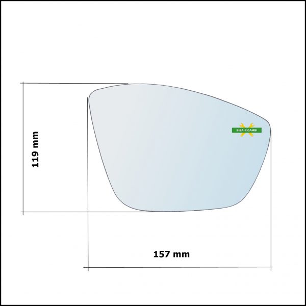 Vetro Specchio Retrovisore Asferico Lato Dx-Passeggero Compatibile DS 3 Crossback dal 2018>