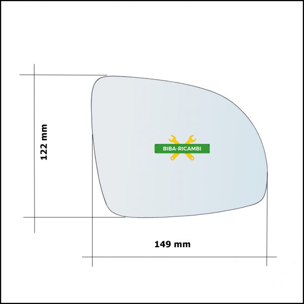 Vetro Specchio Retrovisore Asferico Lato Dx-Passeggero Per Kia Picanto I (SA) solo dal 2008-2011