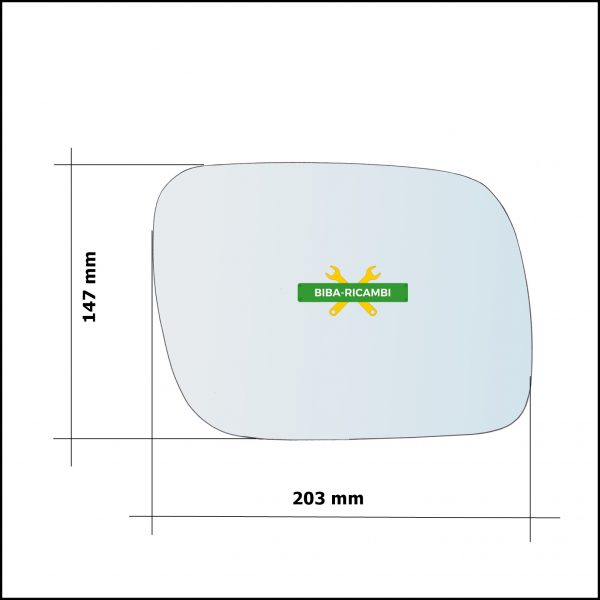 Vetro Specchio Retrovisore Asferico Lato Dx-Passeggero Per Vw Touareg I (7LA) solo dal 2002-2009