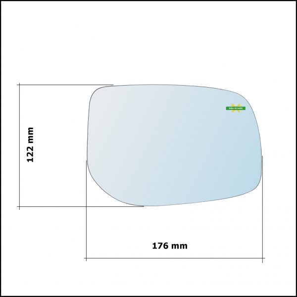 Vetro Specchio Retrovisore Cromato Asferico Lato Sx-Guidatore Per Daihatsu Sirion (M3) dal 2009>