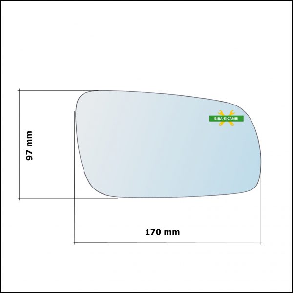 Vetro Specchio Retrovisore Cromato Asferico Lato Sx-Guidatore Per Seat Alhambra I (7V8) solo dal 2000-2004